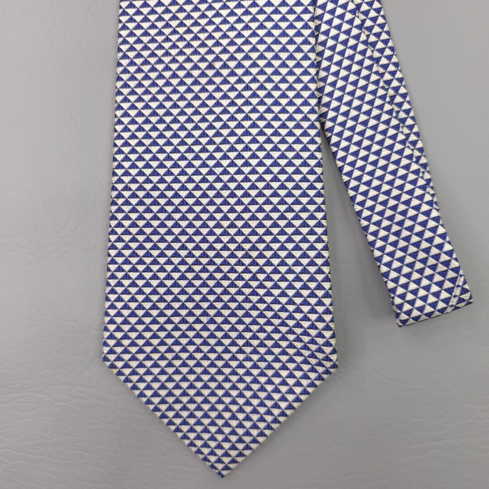 Polo By Ralph Lauren Tie Mens One‎ Size Blue Silk Geometric Woven Handmade USA